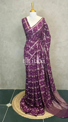SEMI SILK CHARCHOLA BHANDHINI SAREE - WINE PURPLE