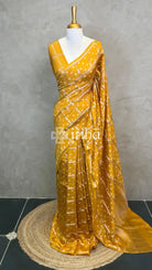 SEMI SILK CHARCHOLA BHANDHINI SAREE - Yellow