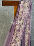SEMI SILK ORGANZA SAREE - LAVENDER GREY