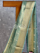 SEMI TISSUE BANARASI SAREE - SEA GREEN