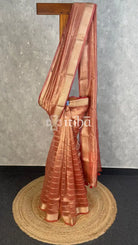 SEMI TISSUE ORGANZA BANARASI SAREE - BURNT ORANGE