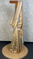 SEMI TISSUE ORGANZA BANARASI SAREE - CHAMPAGNE GOLD