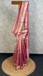 SEMI TISSUE ORGANZA BANARASI SAREE - dusty mauve