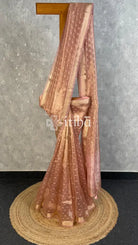 SEMI TISSUE ORGANZA BANARASI SAREE - DUSTY MOCHA PINK