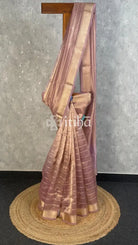 SEMI TISSUE ORGANZA BANARASI SAREE - dusty rose mauve