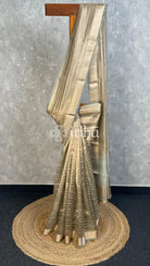 SEMI TISSUE ORGANZA BANARASI SAREE - METALLIC CHAMPAGNE GOLD