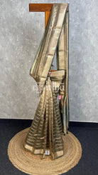 SEMI TISSUE ORGANZA BANARASI SAREE - METALLIC OLIVE GREY