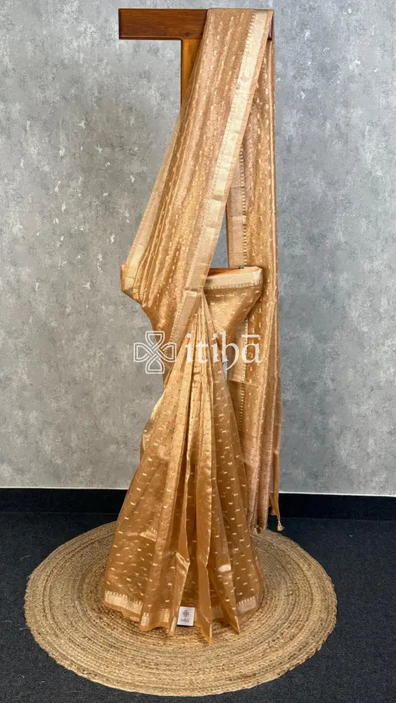 SEMI TISSUE ORGANZA BANARASI SAREE - MUSTARD GOLD