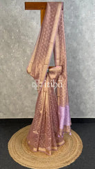 SEMI TISSUE ORGANZA BANARASI SAREE - MUTED ROSEWOOD