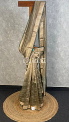 SEMI TISSUE ORGANZA BANARASI SAREE - olive green
