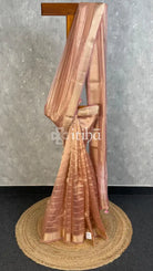 SEMI TISSUE ORGANZA BANARASI SAREE - PEACH CHAMPAGNE