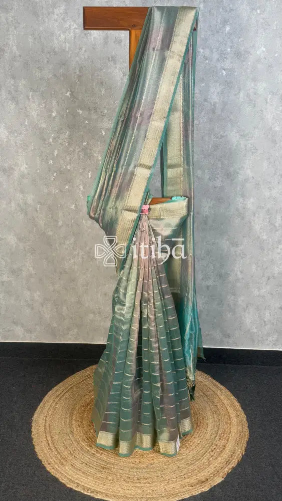 SEMI TISSUE ORGANZA SHADED BANARASI SAREE