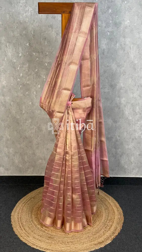 SEMI TISSUE ORGANZA SHADED BANARASI SAREE