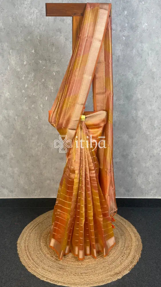 SEMI TISSUE ORGANZA SHADED BANARASI SAREE