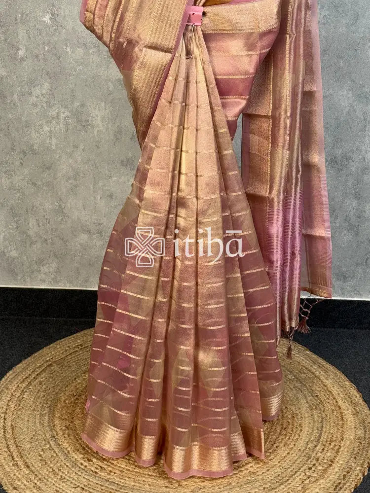 SEMI TISSUE ORGANZA SHADED BANARASI SAREE
