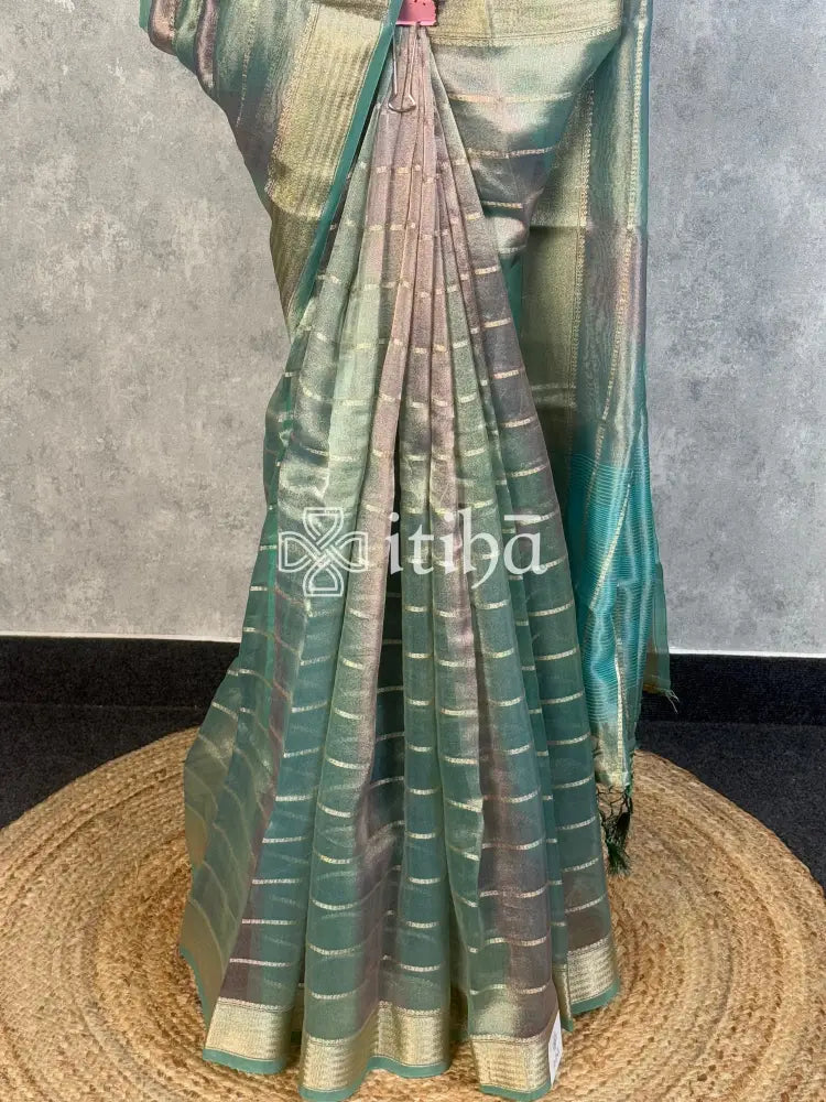 SEMI TISSUE ORGANZA SHADED BANARASI SAREE