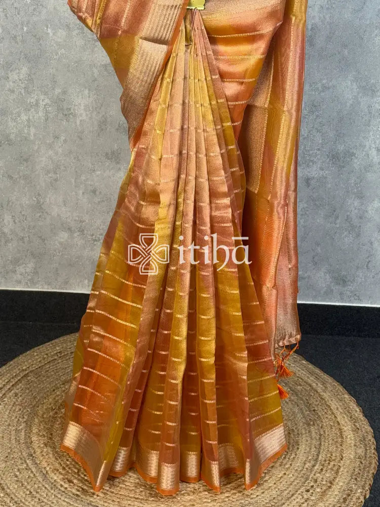 SEMI TISSUE ORGANZA SHADED BANARASI SAREE