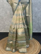 SEMI TISSUE ORGANZA SHADED BANARASI SAREE - eucalyptus green