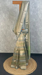 SEMI TISSUE ORGANZA SHADED BANARASI SAREE - eucalyptus green