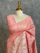 SEMI TUSSAR APPLIQUE EMBROIDERY SAREE