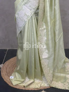 SEMI TUSSAR APPLIQUE EMBROIDERY SAREE