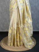 SEMI TUSSAR APPLIQUE EMBROIDERY SAREE