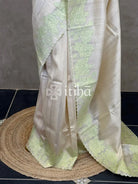 SEMI TUSSAR APPLIQUE EMBROIDERY SAREE