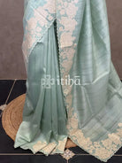 SEMI TUSSAR APPLIQUE EMBROIDERY SAREE