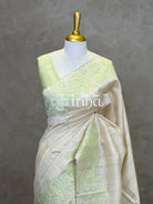 SEMI TUSSAR APPLIQUE EMBROIDERY SAREE