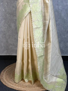 SEMI TUSSAR APPLIQUE EMBROIDERY SAREE