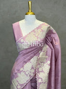 SEMI TUSSAR APPLIQUE EMBROIDERY SAREE