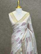 SEMI TUSSAR APPLIQUE EMBROIDERY SAREE