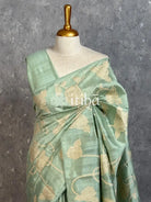 SEMI TUSSAR APPLIQUE EMBROIDERY SAREE