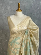 SEMI TUSSAR APPLIQUE EMBROIDERY SAREE