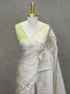 SEMI TUSSAR APPLIQUE EMBROIDERY SAREE