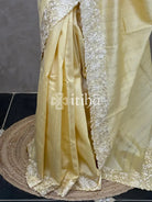 SEMI TUSSAR APPLIQUE EMBROIDERY SAREE