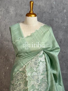 SEMI TUSSAR APPLIQUE EMBROIDERY SAREE