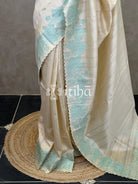 SEMI TUSSAR APPLIQUE EMBROIDERY SAREE