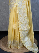 SEMI TUSSAR APPLIQUE EMBROIDERY SAREE