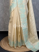 SEMI TUSSAR APPLIQUE EMBROIDERY SAREE