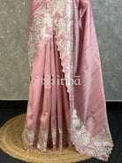 SEMI TUSSAR APPLIQUE EMBROIDERY SAREE