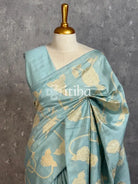 SEMI TUSSAR APPLIQUE EMBROIDERY SAREE