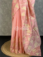 SEMI TUSSAR APPLIQUE EMBROIDERY SAREE