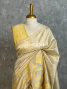 SEMI TUSSAR APPLIQUE EMBROIDERY SAREE