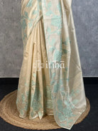 SEMI TUSSAR APPLIQUE EMBROIDERY SAREE