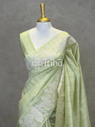 SEMI TUSSAR APPLIQUE EMBROIDERY SAREE