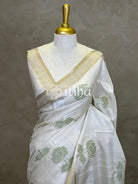 SEMI TUSSAR APPLIQUE EMBROIDERY SAREE