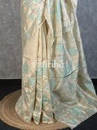 SEMI TUSSAR APPLIQUE EMBROIDERY SAREE