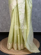 SEMI TUSSAR APPLIQUE EMBROIDERY SAREE