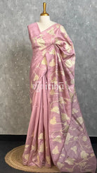 SEMI TUSSAR APPLIQUE EMBROIDERY SAREE - dusty mauve
